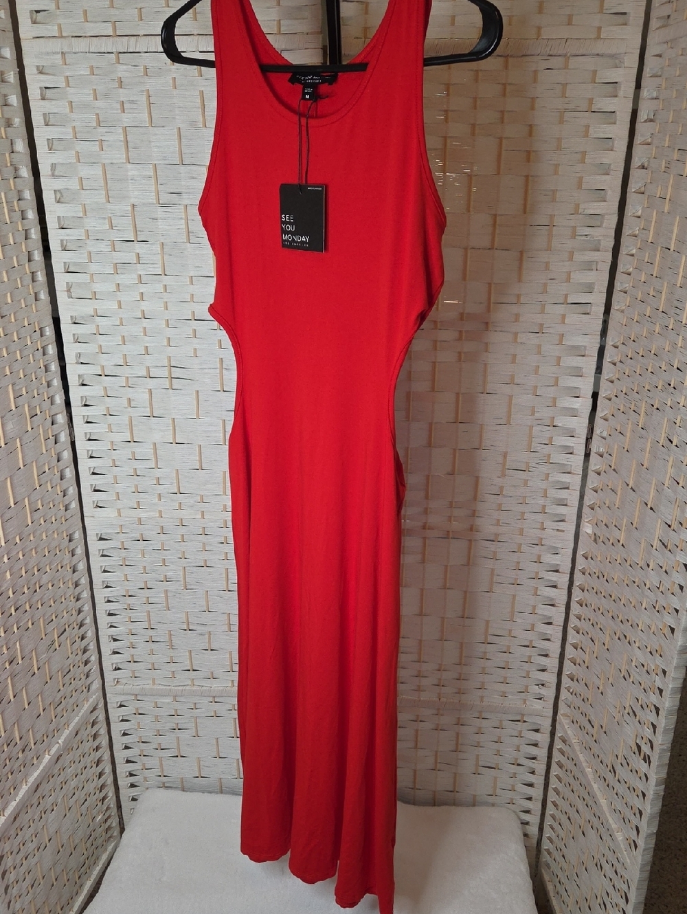 See You Monday Bold Red Cutout Sleeveless Maxi
